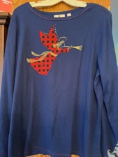 #324 Quacker Factory Waffle Knit Top with Plaid Motif DetailSize XL