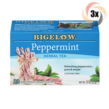 3x Boxes Bigelow Peppermint Natural Herbal Tea 20 Pouches Per Box .91oz