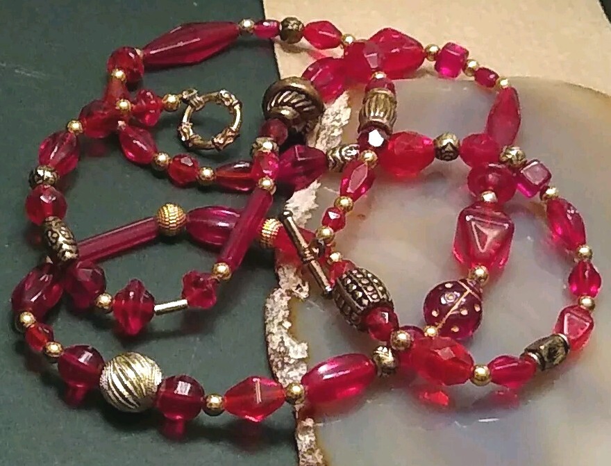 Festive! ARTISAN 30" Ruby Red Colored Assorted Gl… - image 9