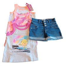 Justice/Jordache Girls Shorts Set-6-Denim Shorts-3 Tank Tops