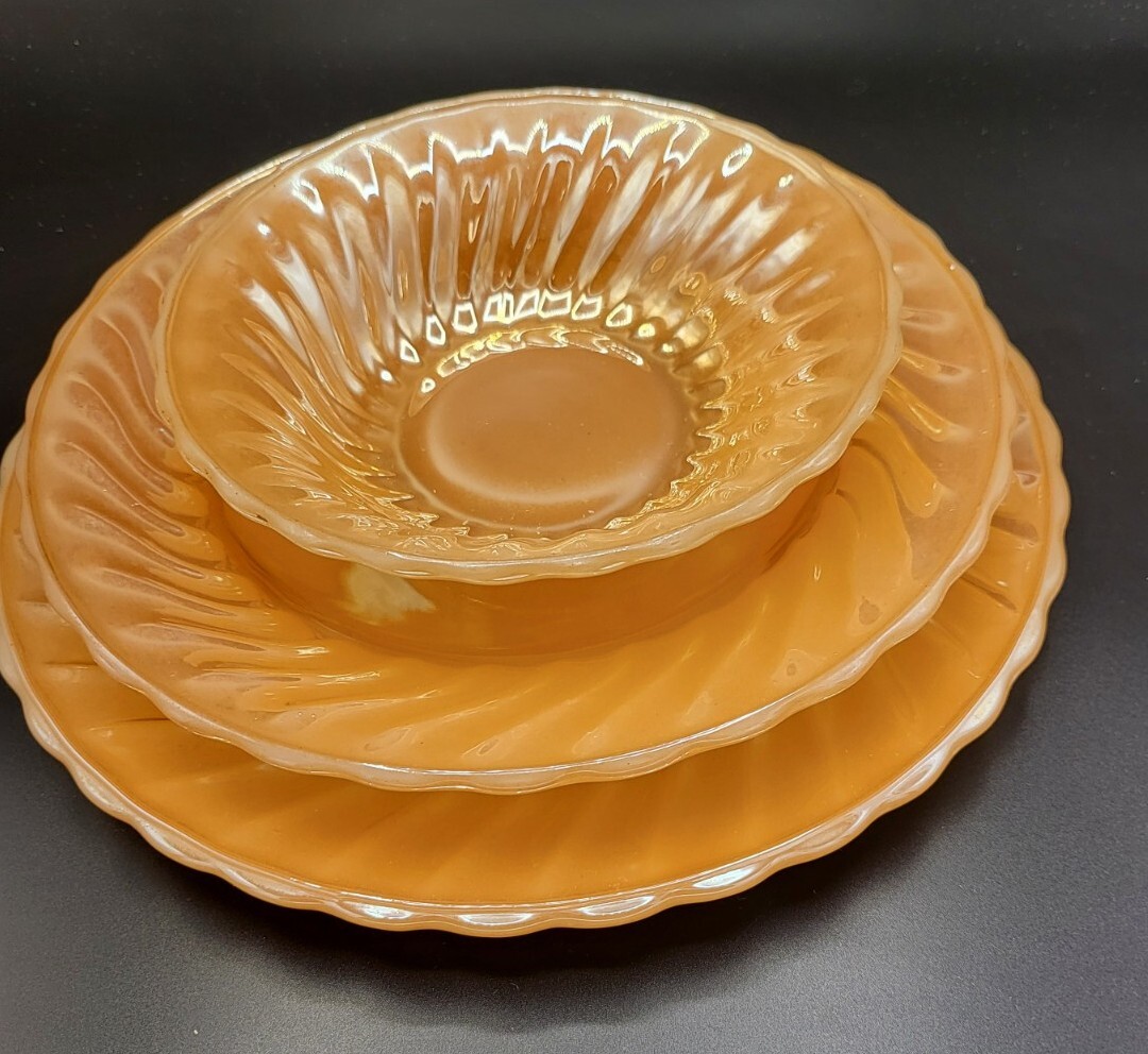 Anchor Hocking Lustre Dinner Plate, Salad Plate and Bowl