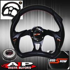 320mm Battle Style Black Pvc Steering Wheel Thin Quick Release Godsnow Horn