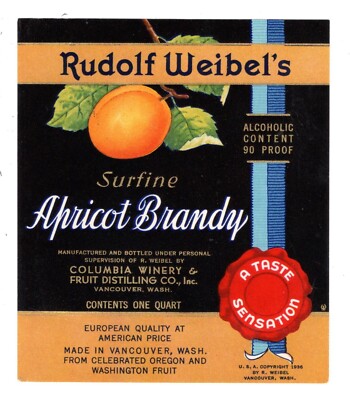 Prune Label Brandy labels (2), APRICOT & PRUNE, Columbia Valley & Fruit Dist ...
