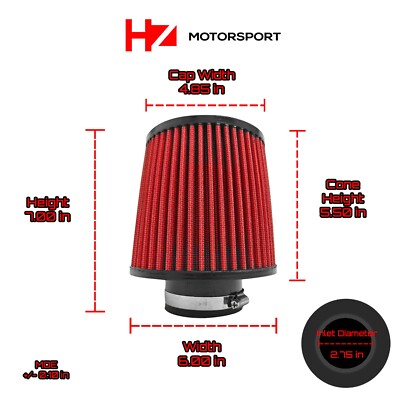 Universal 2.75'' Inlet Ultra Performance Dry Air Filter 7.00'' L x 6.00'' W