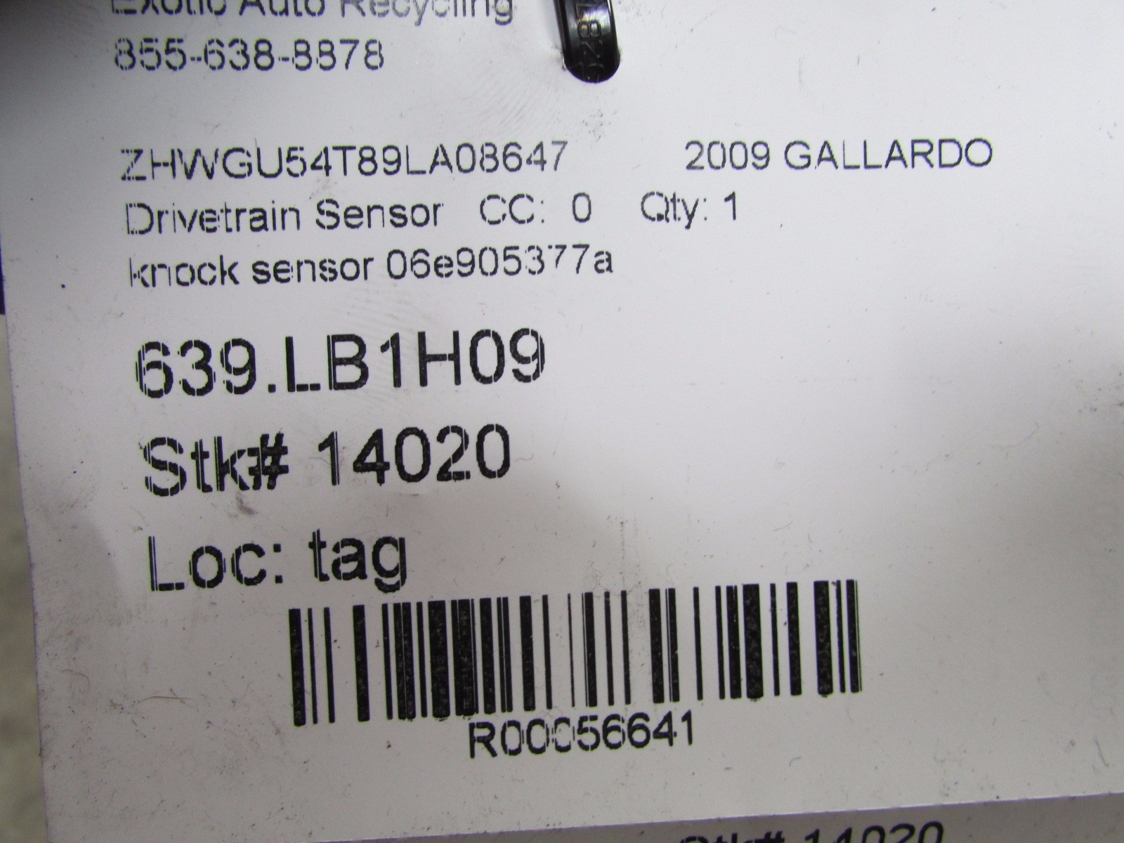 Lamborghini Gallardo Knock Sensor, Used, P/N 06E905377A