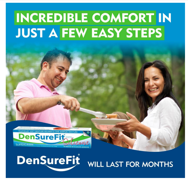 DenSureFit Upper Denture Reline Kit, Soft Silicone Denture Repair Kit