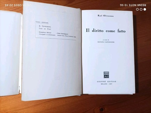 Karl Olivecrona. Il Diritto come Fatto .Giuffrè Editore-Milano, 1967.1°edizione. - Foto 12 di 19