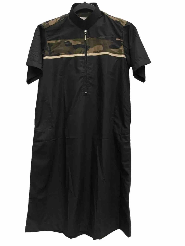 Al-Aseel Kurta Thobe Negro Camuflaje Niños Talla 40 Mangas Cortas 1/4 Cremallera Cuello Foto 2 de 4