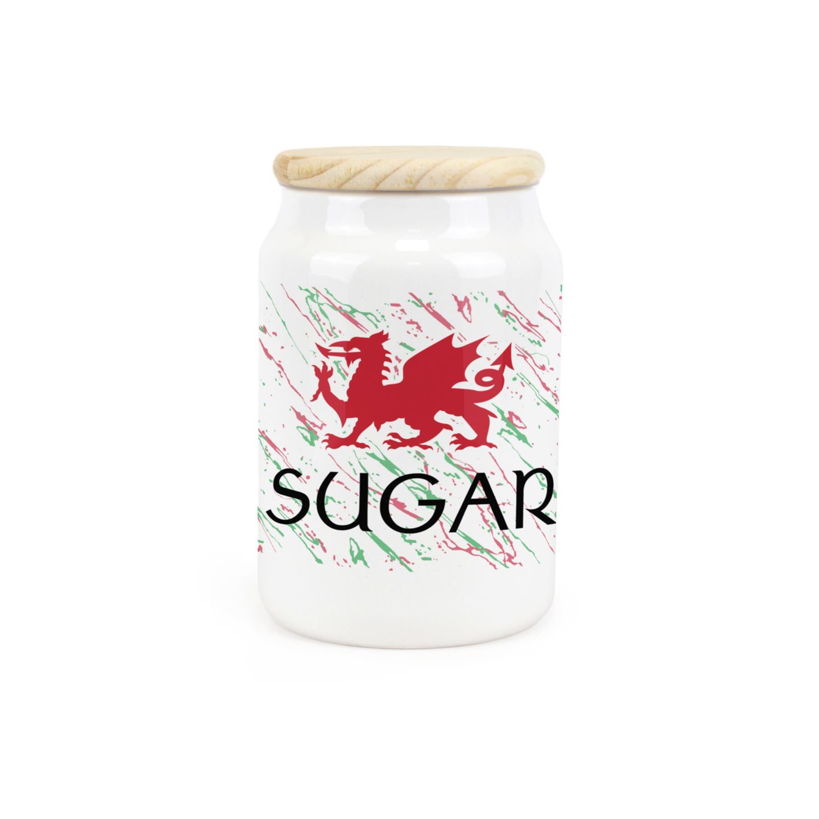 Ceramic Tapered Welsh Dragon Sugar Canister - Kitchen Storage Container
