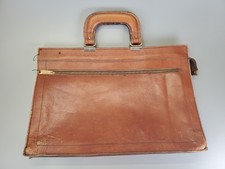 Vintage 16" x 11" Brown Leather Briefcase Portfolio Document Bag