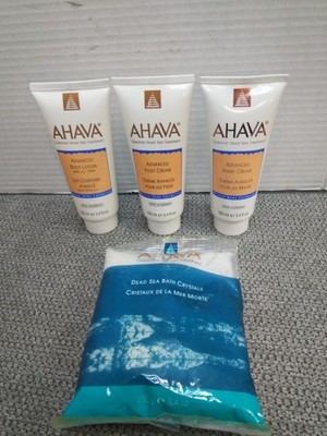 Ahava  DeadSea  ADVANCED Body Lotion, HAND & FOOT CREAM 3.4 OZ, BATH CRYSTAL 8oz
