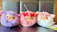 All New Set of 3 colors Cute FUKUYA Sheep Mini Keychain/Backpack Plush 2.7in