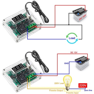 Temperature Controller Module 2pcs with Case Xh W1209 Led Display Digital Probe