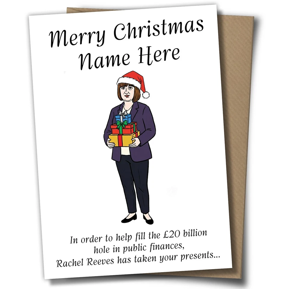 BLIND EYE Rachel Reeves Personalised Christmas Xmas Card Political Funny Labour Party
