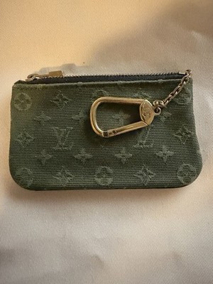 Louis Vuitton Mini Lin Monogram Denim Key Pouch Cles In Kaki Green Authentic
