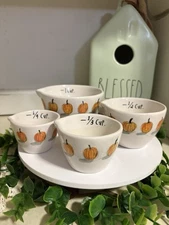 Rae Dunn Measuring Cups Pumpkin Farmhouse Watercolor Ceramic Artisan Set