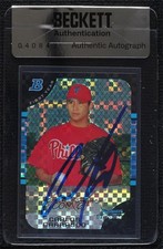 BAS 2005 Bowman Chrome X-Fractor /225 Carlos Carrasco Seal of Authenticity 3c7