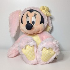 Disney Store Exlusive Pink Easter Bunny Minnie Mouse 15" Plush Stuffed animal