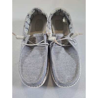 Hey Dude Wendy Star Azora Blue Chambray Slip On Loafers Womens 8 40080-4LM