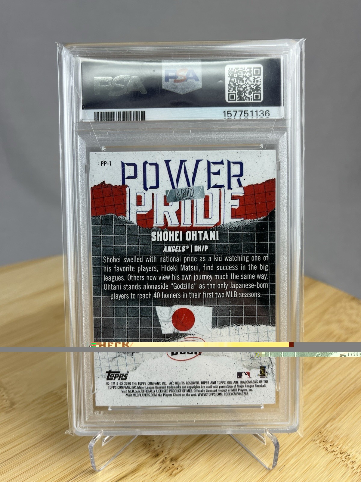 2020 Topps Fire #PP-1 Shohei Ohtani PSA 10 Power and Pride Angels Dodgers view 2