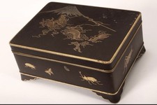 A Japanese Meiji Komai Mixed Metal Iron Box Damascene
