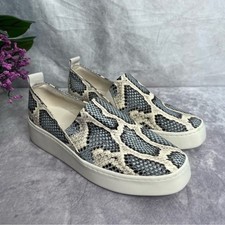 Vince Saxon Snakeskin-Embossed Leather Platform Slip on Sneakers Size 6.5M