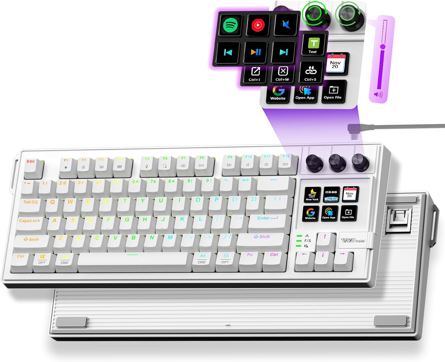 K1 Pro Macro Keyboard, Wired Only Full-Key Programmable On-B