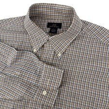 346 Brooks Brothers Men's Plaid Non Iron Button Down Shirt Large Cotton