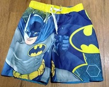 Boys Swim Trunks.  Batman Size 6-7. Blue/Yellow. Lined.