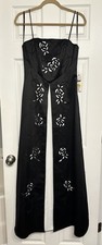 Betsy  Adam Vintage Y2K Black  White Floral Cutout Beaded Prom Formal Gown 10