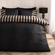 OHS Stripe Edge Bedding Set Microfibre Duvet Cover with Pillowcase