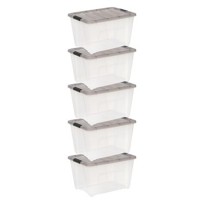 IRIS 53 Qt. Plastic Storage Bins with Lids, Clear, Latching, Stackable, Totes 5P