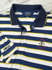RLX Ralph Lauren 2020 US Open Winged Foot Men's L Blue White Stripe Polo USGA