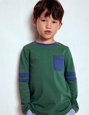 Mini Boden Colour Block T-Shirt Smoke Pine/Starboard Blue Size: 7-8Y NWT