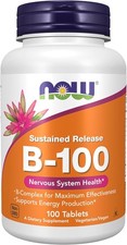 NOW Foods Supplements, Vitamin B-100, Sustained 100 Count Pack of 1 