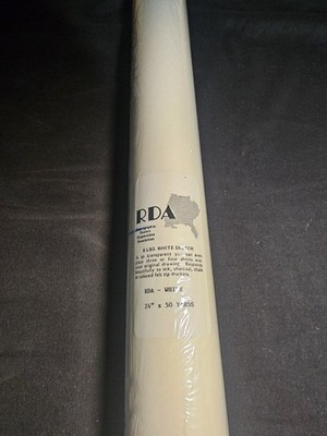 Vintage Roll RDA 8Ibs White Sketch Paper 24'' x 50 Yards Old Stock New Sealed