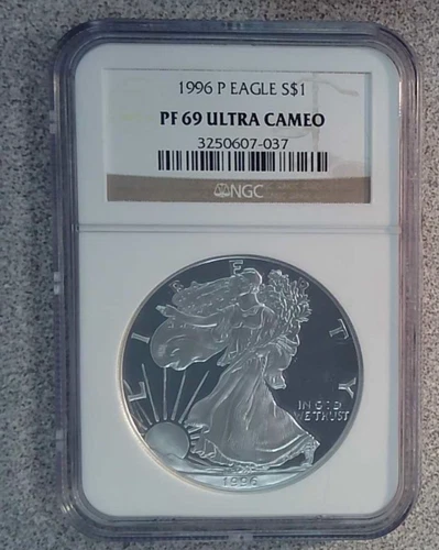 1996 Proof American Silver Eagle NGC PF69 Ultra Cameo (037)