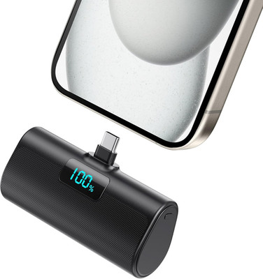Mini Powerbank 5200Mah, Klein Power Bank USB C PD Externer Akku, Compact LCD Dig