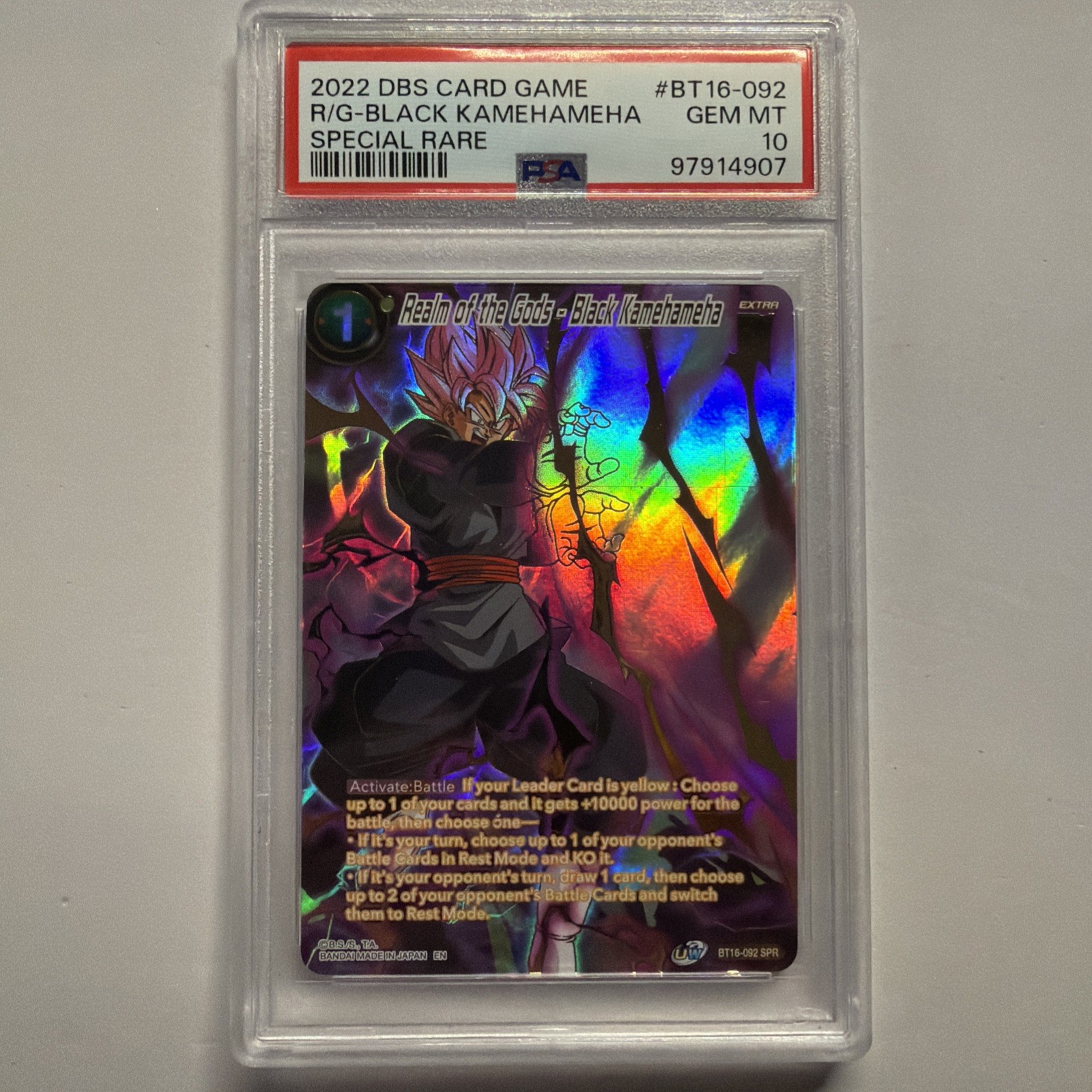 Dragon Ball Super Masters Realm of Gods Black Kamehameha SPR BT16-092 PSA 10