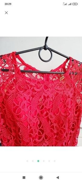 Women Dress Red Lace 36
