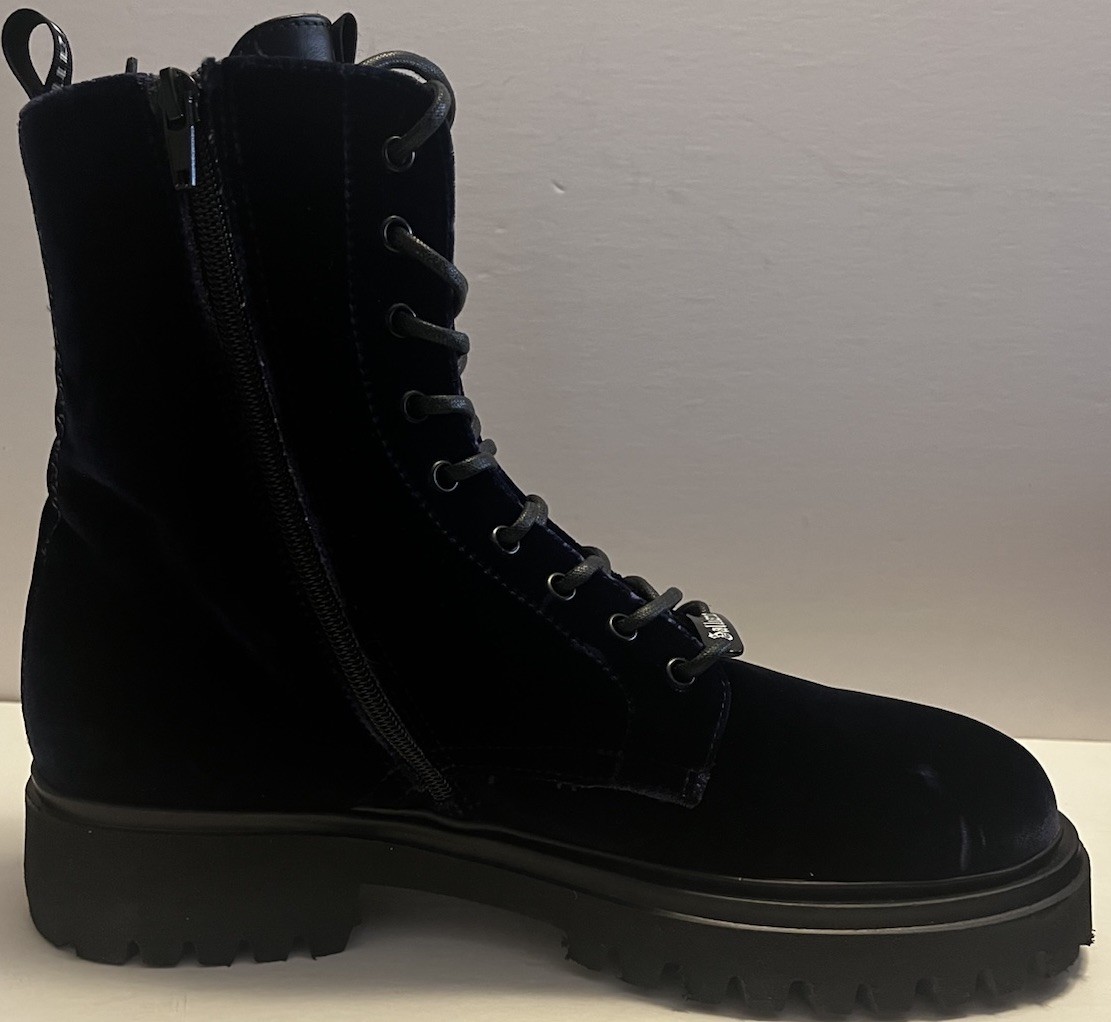 John Galliano Blue Velvet Combat Boots NIB $650 Size 42 US 9