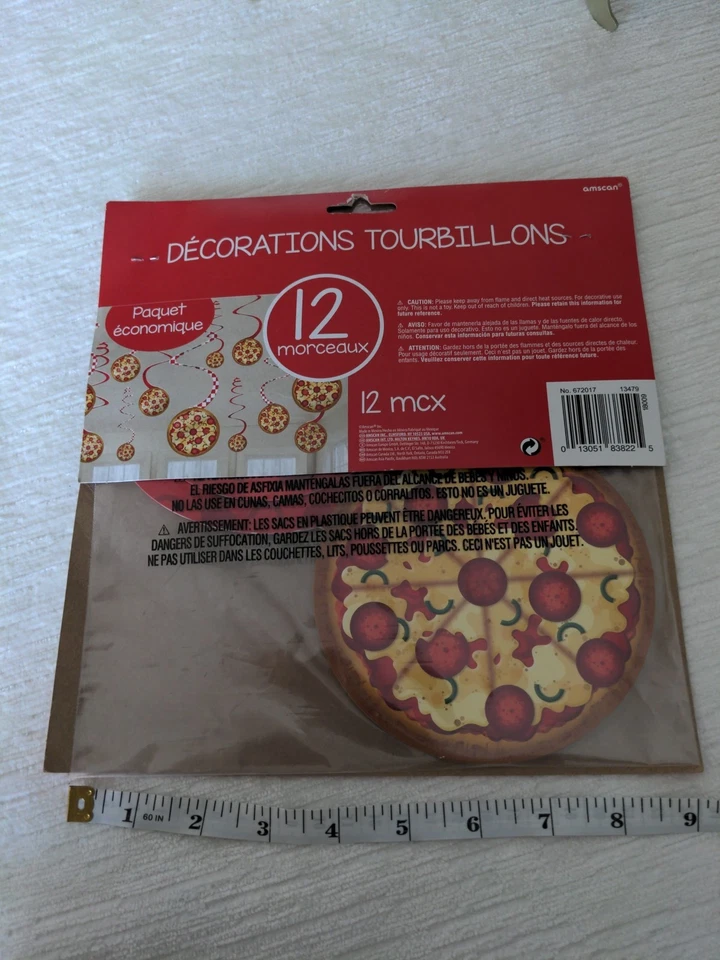 Pizza Party Swirl Hanging Decorations 12 Pieces New In Package By Amscan - Image 3 of 4