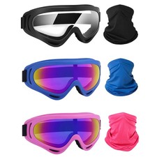 3x Motocross Motorcycle Skiing Goggles Dirt Bike ATV Riding Glasses Neck Gaiter