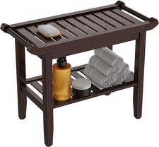 24 in Bamboo Shower Bench for Inside Shower to Sit on,Waterproof Shower Stool...