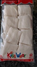 Fisher Price Kids Wear Socks White Bobby Size M 5-6 1/2 NOS 8 Pairs USA Made