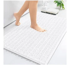 Arotive Luxury Chenille Bathroom Rug Mat 30x17 White