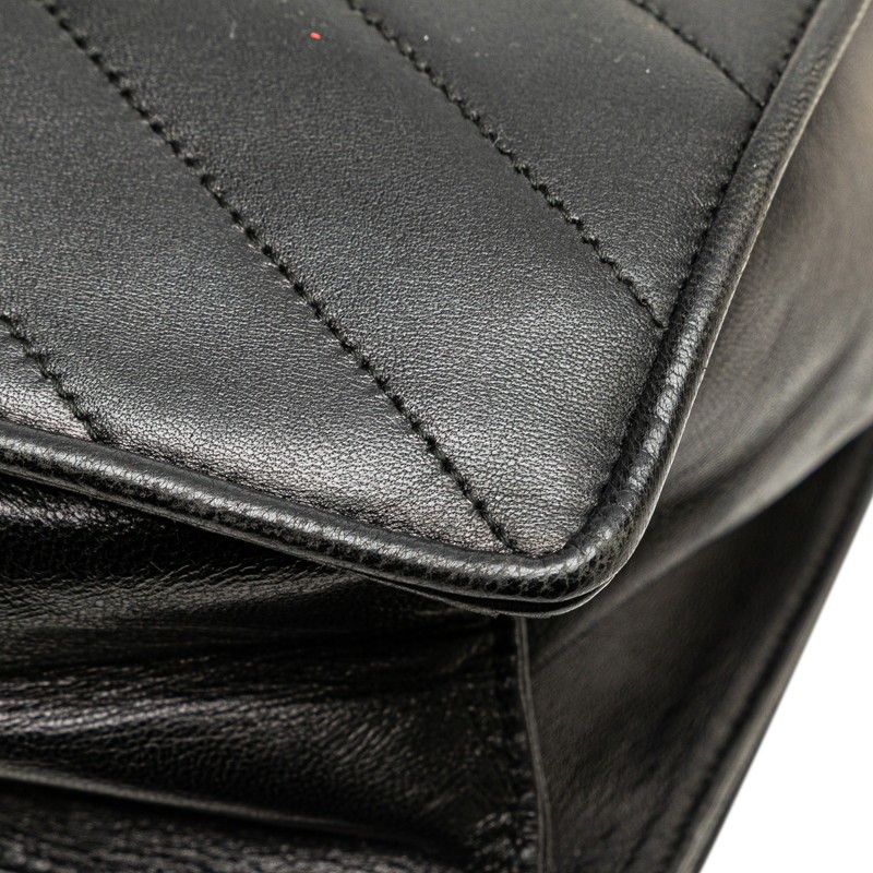 Borsa a tracolla Y0731 Saint Laurent cucita a Y pelle nera usata donna shoulde