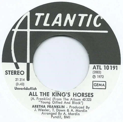 Aretha Franklin - All The King's Horses 7" Promo Vinyl Funk / Soul Soul 45262 - Bild 3 von 4