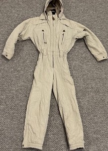 VTG Post Card Italian Ski/Snow Suit Belted Lined Crinkled Size 46 Large White