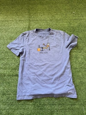 Life Is Good Crusher Tee Shirt Mens M Blue Stay Cool Funny Crew Neck Pullover
